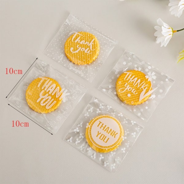 200 stk Takk klare poser Cookie Godteripose Cellofanpose 200Pcs