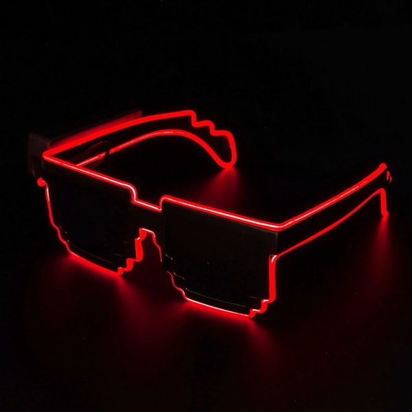 Mosaikk LED-briller LED-lysbrille lyser i mørket RØD RØD Red