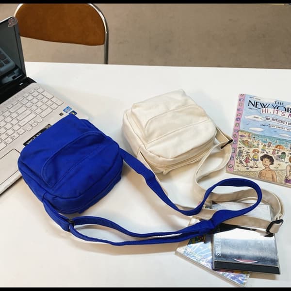 Små Canvas Crossbody Väskor Mini Telefon Axelväskor SVART Black