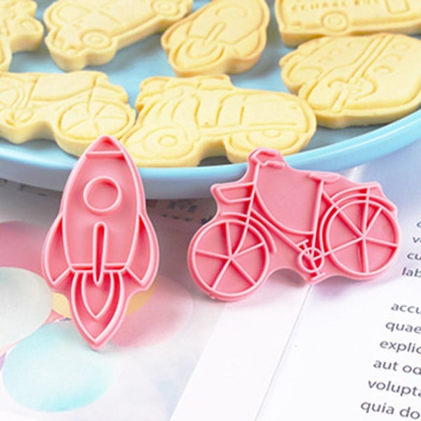 8 stk/sett Kjeksform 3D Cookie Cutter Bakeform