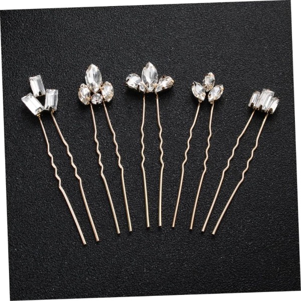 Pearl Hair Clip Diamant Hovedstykke ROSE GULD 9 STK 9 STK Rose Gold 9Pcs-9Pcs