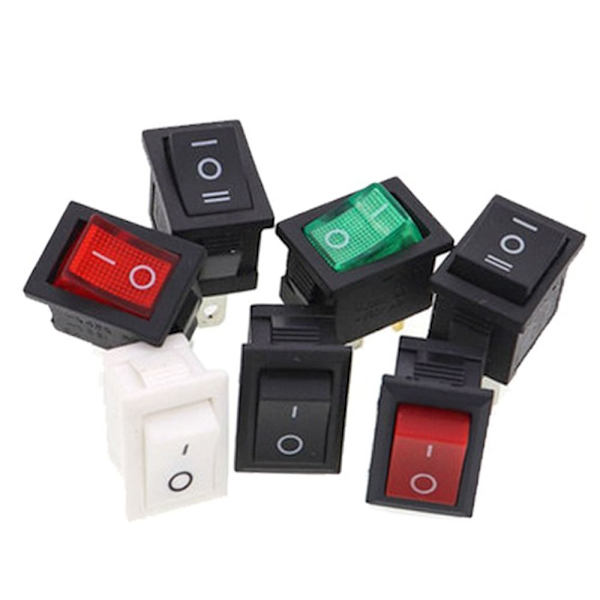 5 STK Trykknappbrytere Vippebryter SVART black