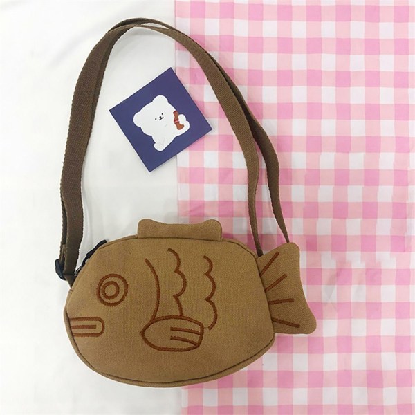 Canvas Messenger Bag Broderi Fish Shape Bag Crossbody Bag