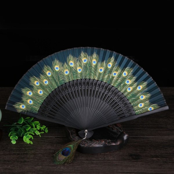 Silk Fan Håndvifte MØRKEGRØNN dark green