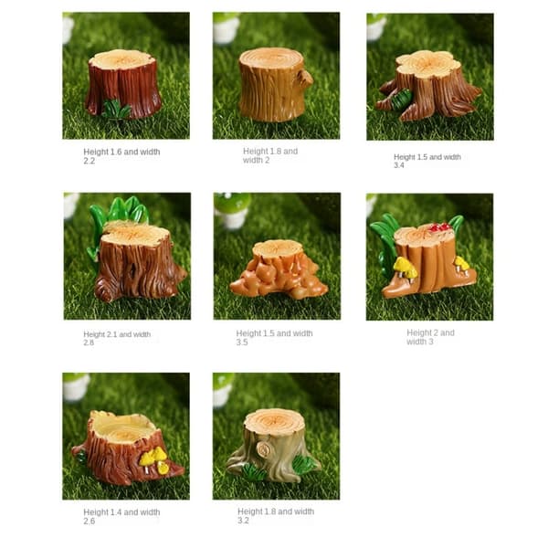 6 stk Træstub Ornament Moss Micro Landscape 7 7 7
