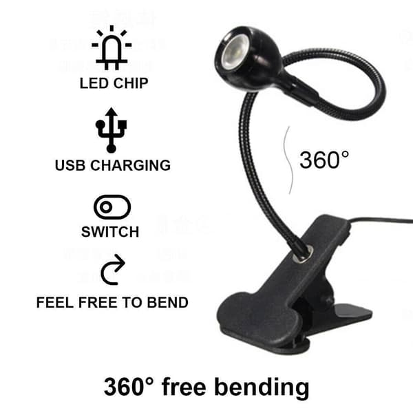 Lese-LED-lys Lysende lampe SVART（HVIT LYS） SORT（HVIT Black（white light）