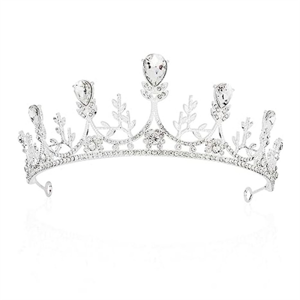 Rhinestone Queen Crown Barokk Queen Crown SØLV Silver