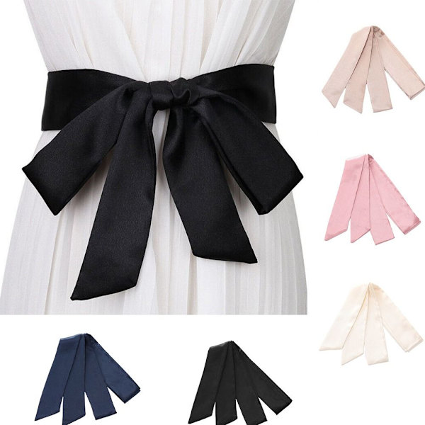 Kvinder bælter Satin Sash SORT Black