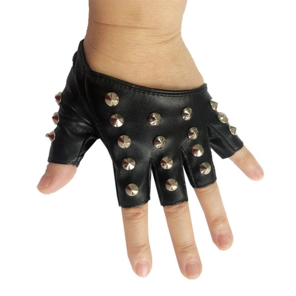 Punk Gloves Half Finger Gloves SVART STOR NAGLE STOR NAGLE black big rivet-big rivet