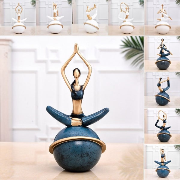 Yogafigurer Yoga Pose-skulpturer BLÅ D D Blue D-D