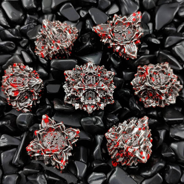 7kpl/ Set Metal Dice Set Nopat PUNAINEN red