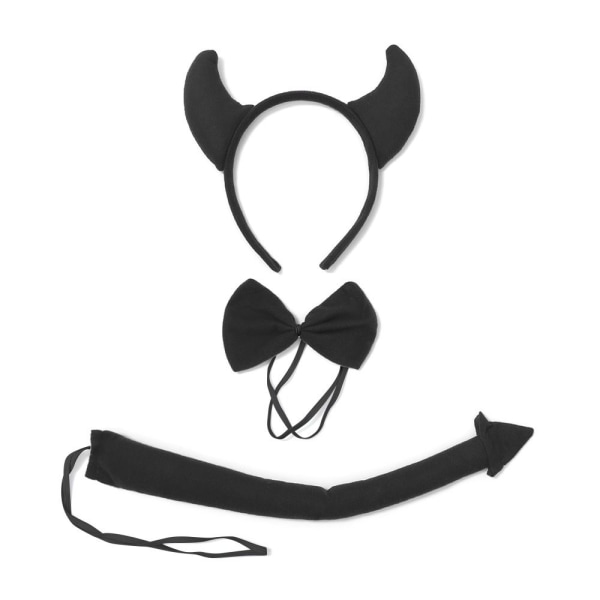 Halloween Devil set Fancy Dress -asusetti MUSTA MUSTA Black