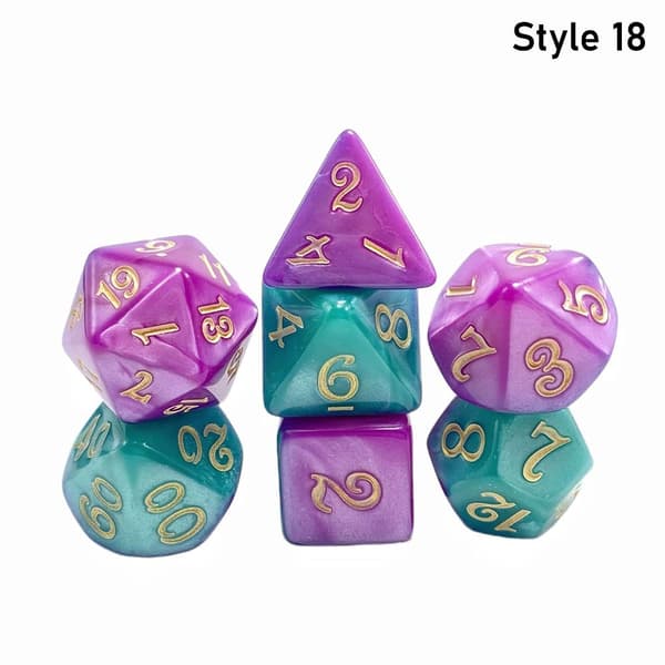 7 kpl / set DND Dice Polyhedral Dice STYLE 18 STYLE 18 Style 18