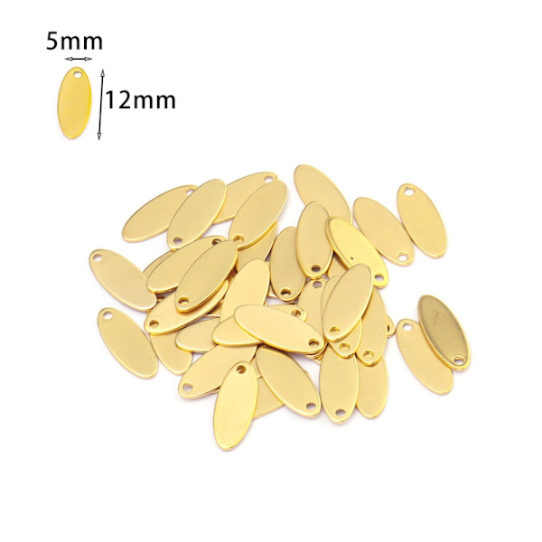 60 stk Oval Charm Pendant Charms Dingle Flat Blank Tag Pendant