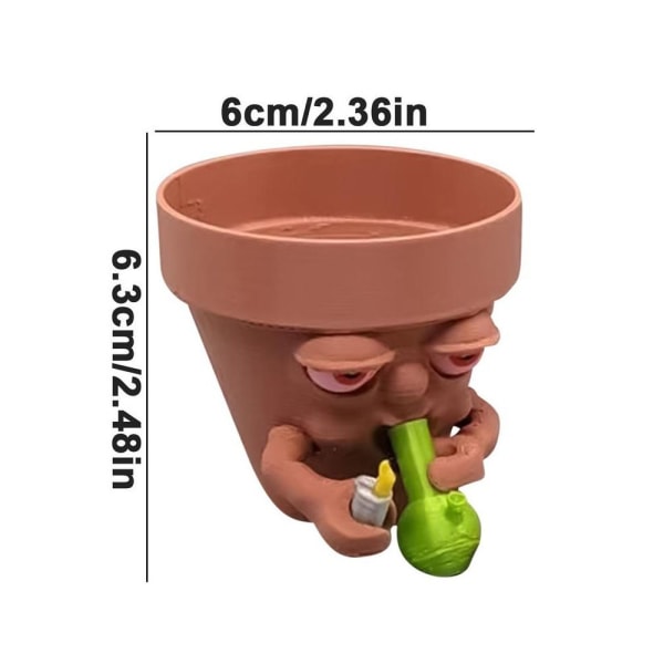 Smoking Planter Tecknad Rökande Man Planter GREEN S green S