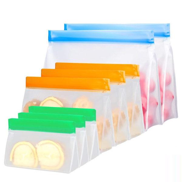 Genanvendelige silikoneposer Fødevareopbevaringsposer TRANSPARENT 4 4 transparent 4-4