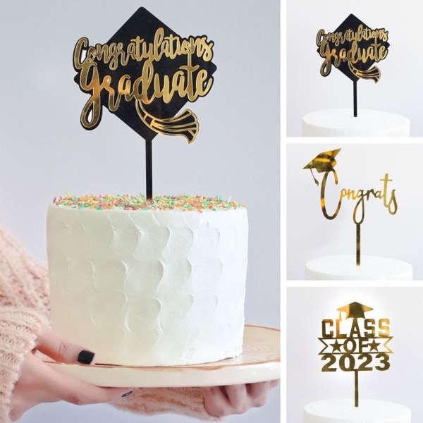 5 kpl Cake Topper Hyvää valmistumista 5 5 5