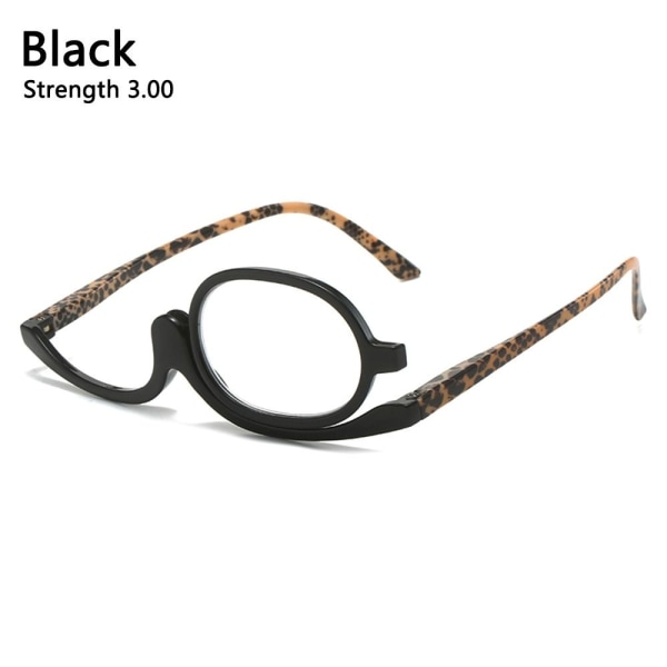 Roterende sminke Lesebriller Sammenleggbare briller SVART Black Strength 3.00-Strength 3.00