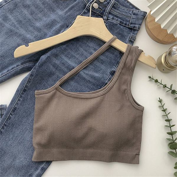Dam Tank Sexiga Underkläder Crop Top KHAKI khaki