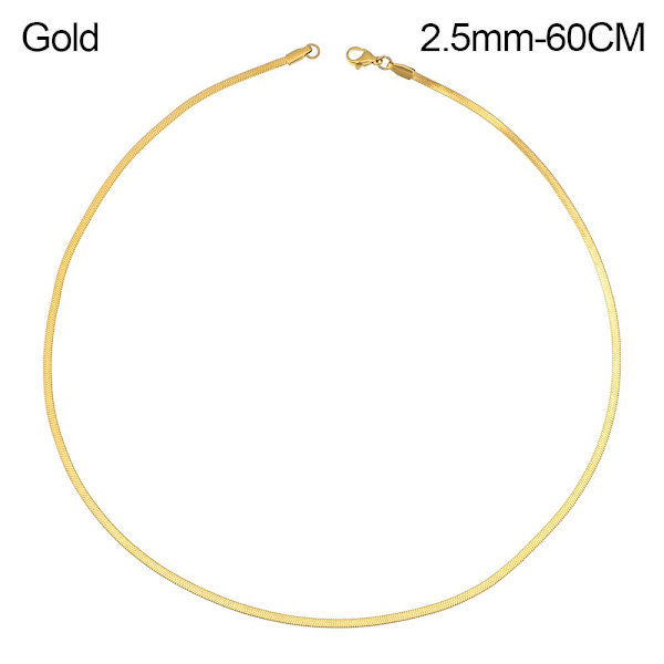 18"/20" platt ormkedja fiskbenshalsband Gold 2.5mm-60CM