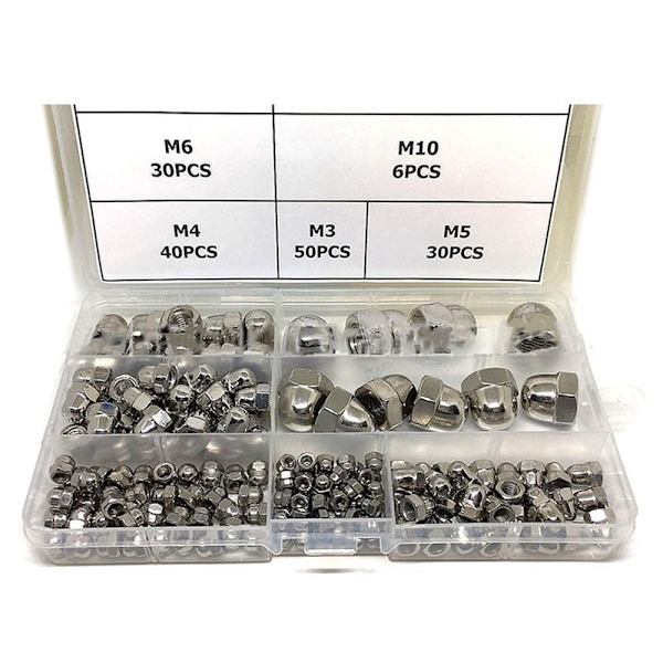 170 stk. Acorn Cap Nuts Kuppel Cap Nuts Hex Nuts Sortimentssæt