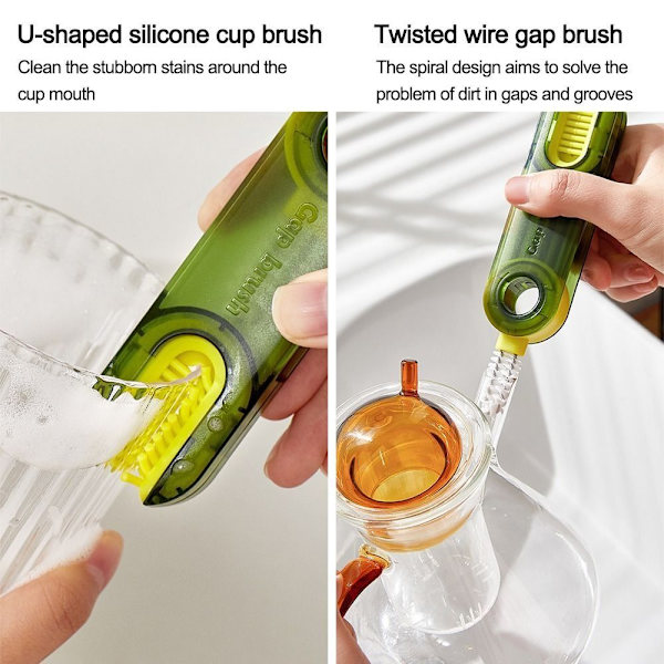 2 STK Kopplokk Rengjøringsbørste Kopp Gap Brush GRÅ grey