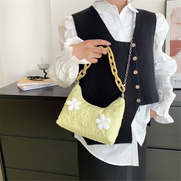 Mode Kvinnor Blomma Axelväskor Nylon Sling Handväskor grön