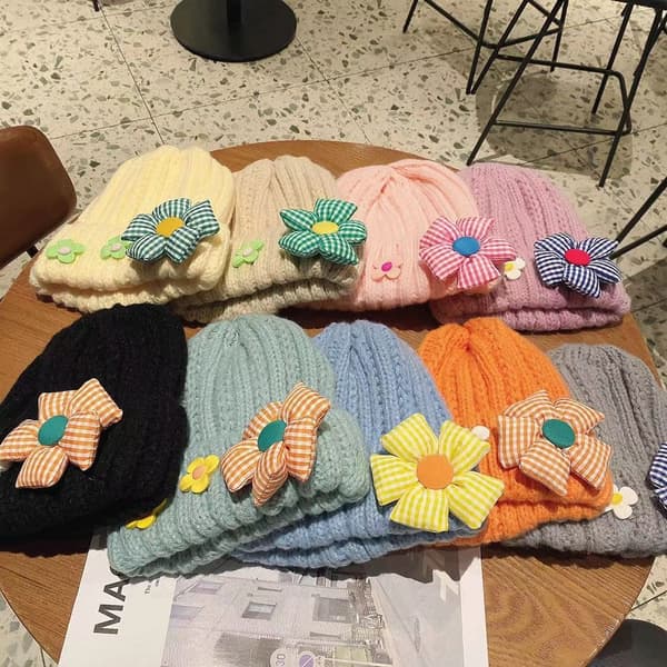 Barnmanschettstickad mössa Cap Hatt ORANGE orange