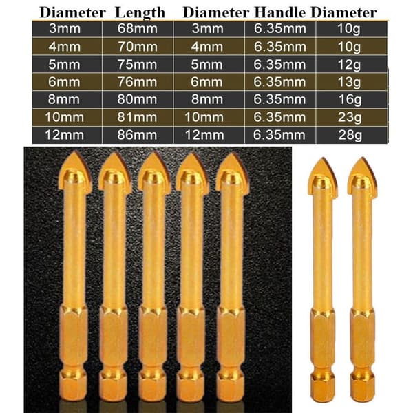 Glass Drill Bit Cut Tools 6MMCROSS CROSS 6mmCross