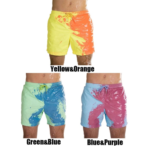 Badebukse strandbukse fargeskiftende shorts yellow&orange XXL