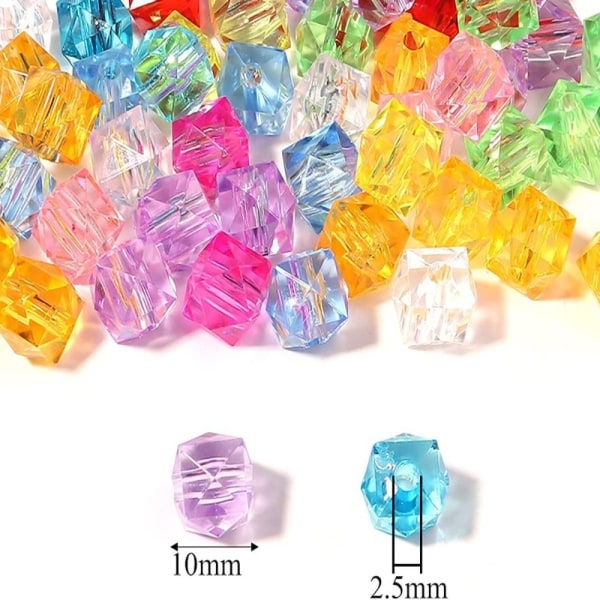 Kube Krystallperler Flerfarget Clear Cube Krystall Firkantet Akryl