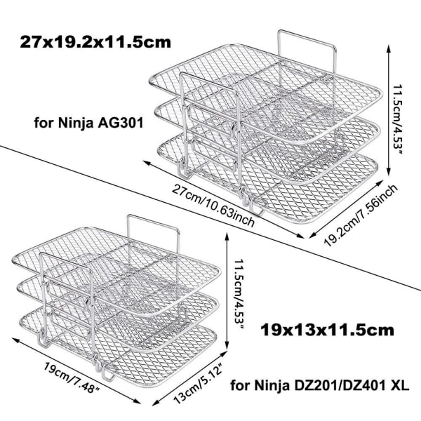 Air Fryer Grill Stativ Multi-Layer Dehydrator Rack til Ninja AG301 27x19.2x11.5cm
