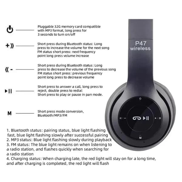 Bluetooth Hovedtelefon Foldbare Headsets SORT black