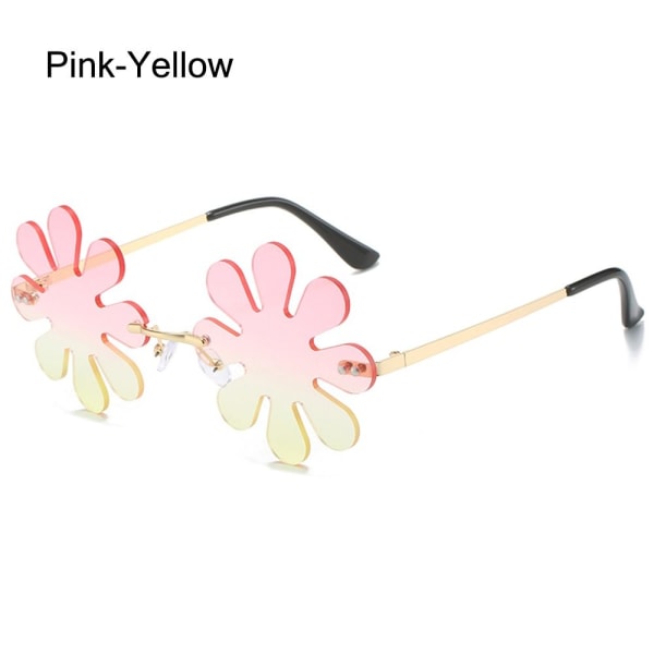 Flower Shape Solbriller Mode Solbriller PINK-GUL Pink-Yellow