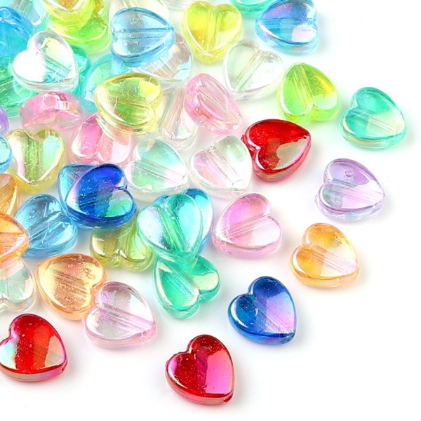 Hjerte slår gennemsigtige perler Farverig perle
