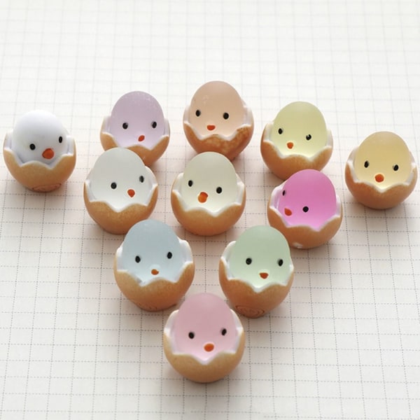 10 STK Mini Luminous Chicken Ornament 3D Eggshell Chick Toys