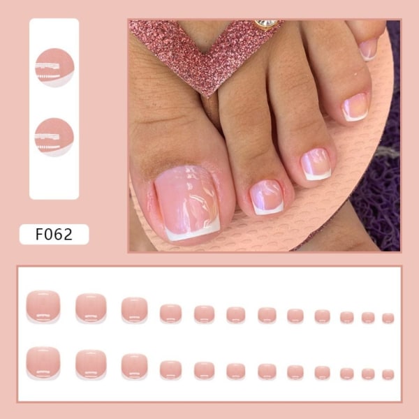 24 kpl Fake Toenails Pink Gradient F062 F062 F062