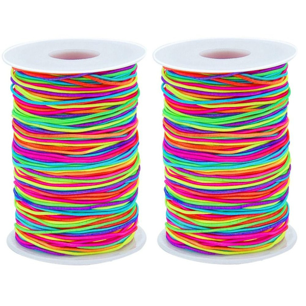 Tynd Elastic String Rainbow Stretchy Cord 1mm Farverig Elastik