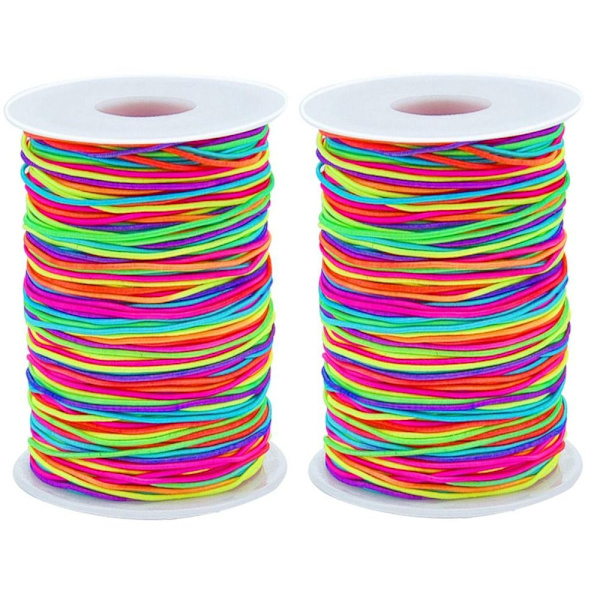 Tynn Elastisk Snor Regnbue Elastisk Tråd 1mm Fargerik Elastisk