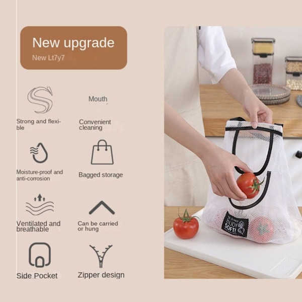 Hängande Mesh Förvaringspåsar Net Storage Tote Bags Frukt Förvaring