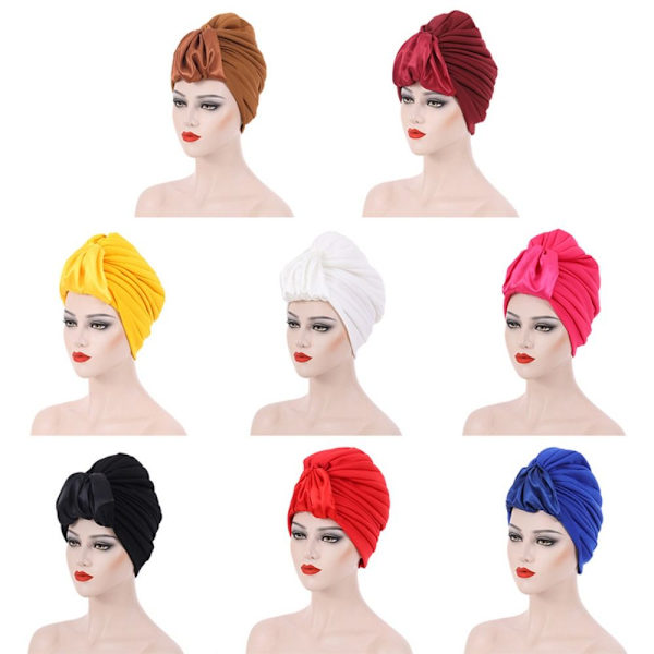 Laskostettu turbaani naisten Chemo Cap ROSE RED rose red