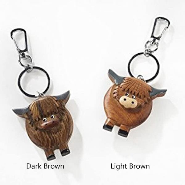 Highland Cow Nøglering Bilnøgle Spænde LYSEBRUN Light Brown