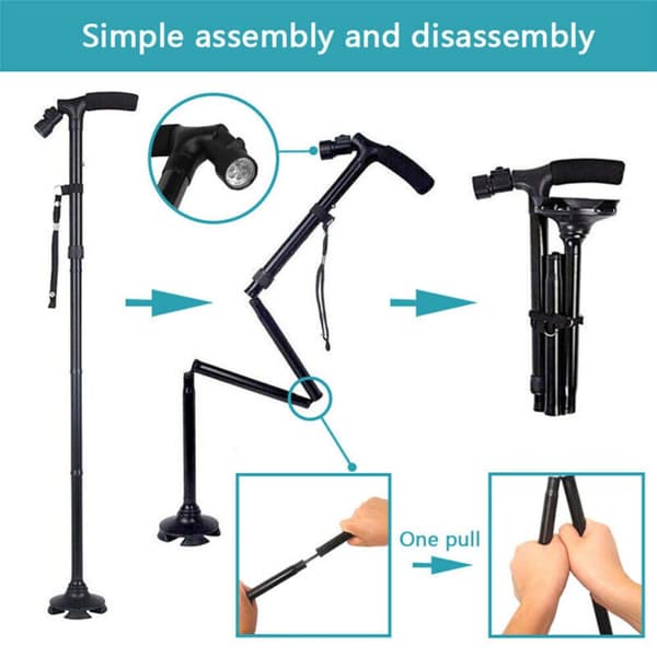 Walking Trekking Stick Elder Cane Sammenleggbar Cane