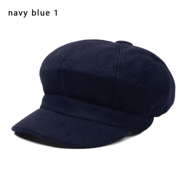 Åttekantede luer Hatter Maler Newsboy Capser Dame Beret MARINEBLÅ 1 navy blue 1