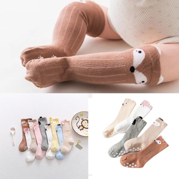 1 Par Fox Baby Sok Toddler Lange Sokker BEIGE Beige