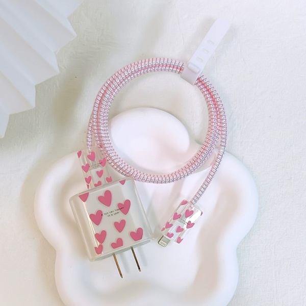 2Set Datakabel Winder Laddare Adapter Case LOVE WITH LETTERS Love with letters