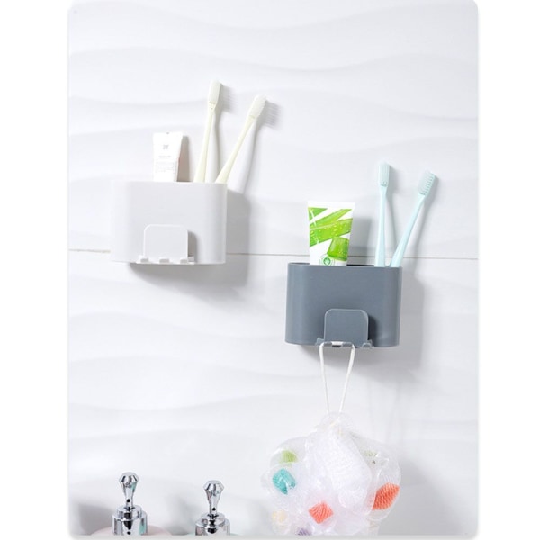 2st tandborsthållare plast tandborsthållare grå och vit Grey&White