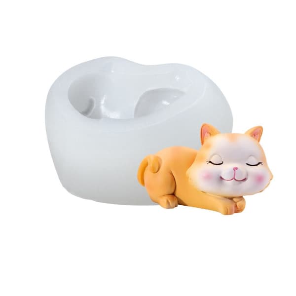 3D stearinlysform for katt 3D kunstvoksform 6 6 6