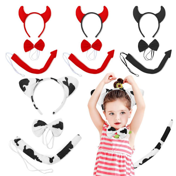 Halloween Devil Costume Sett Fancy Dress Costume Kit SVART SVART Black