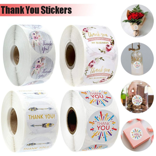 500 stk/rulle Thank You Stickers Label Sticker 01 01 01